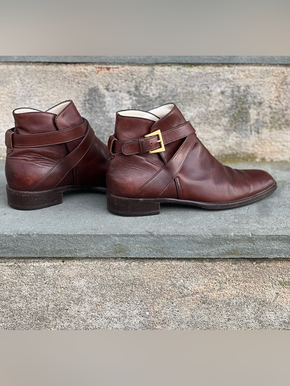 Bally Bickford Brown Leather Ankle Strap Boots